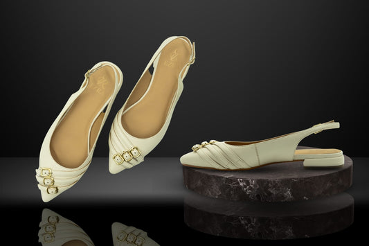 " Vienna " Triple-Buckle Slingback Flats