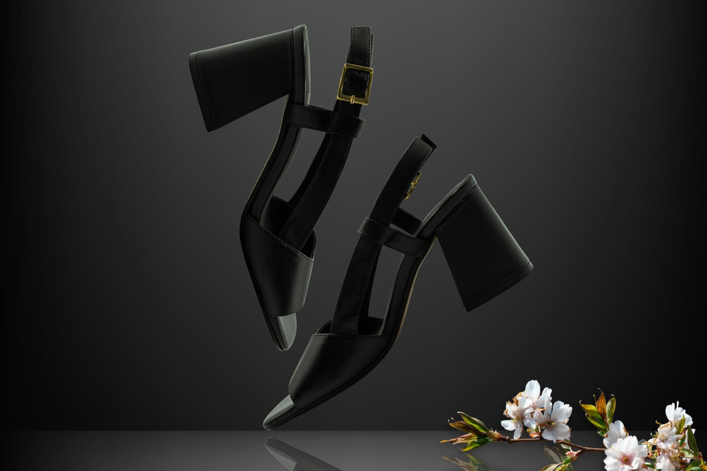 " Noir Grace " Slingback Heels