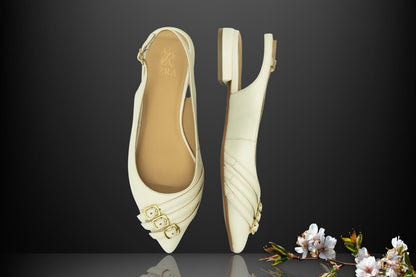 " Vienna " Triple-Buckle Slingback Flats