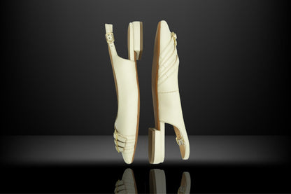 " Vienna " Triple-Buckle Slingback Flats