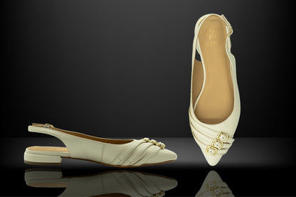 " Vienna " Triple-Buckle Slingback Flats